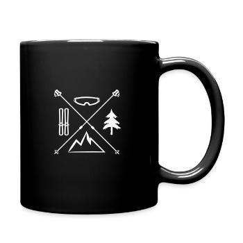 Ski Ski Tour Winter Cross Winter Snow Mountains - Full Colour Mug - black - Right