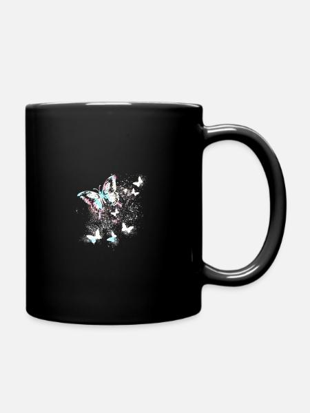 Schmetterling, Aquarell, bunt, malerei, graffiti - Tasse einfarbig - Schwarz