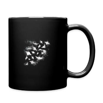 rayons, essaim de rayons, blanc, mer, graffiti, peinture, - Mug uni - noir - Droite
