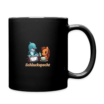 Schluckspecht Delphin Bauchtasche Party Mallorca - Tasse einfarbig - Schwarz - Rechts