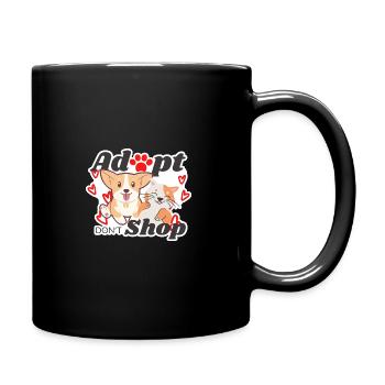 Adopt don't Shop Sweet Dog & Cat im Comic Design - Tasse einfarbig - Schwarz - Rechts