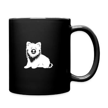 Pomeranian Dog Silhouette Pomeranian - Full Colour Mug - black - Right