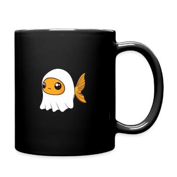 Goldfische Halloween Lustig Geist - Tasse einfarbig - Schwarz - Rechts