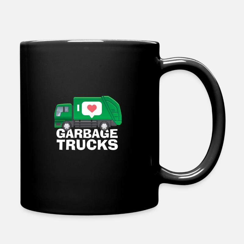 I love garbage trucks - Full Colour Mug - black