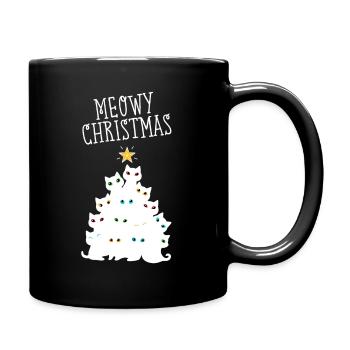 Funny Meowy Christmas Cat Tree Xmas - Full Colour Mug - black - Right