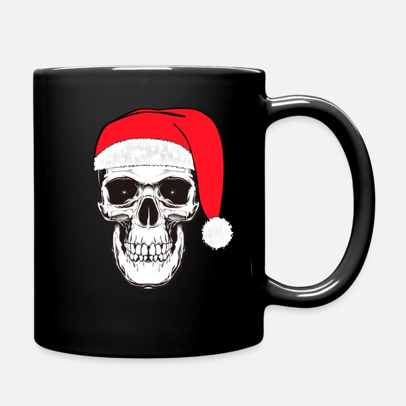 Skull Christmas Schädel Weihnachten Weihnachtsmann - Tasse einfarbig - Schwarz