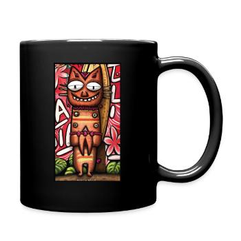 surf tiki cat - Full Colour Mug - black - Right