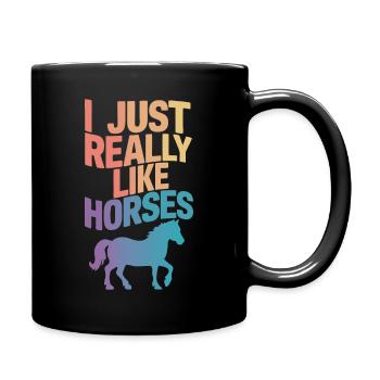 Pferd Pferde Reiten Pferdereiten Sprungreiten - Tasse einfarbig - Schwarz - Rechts