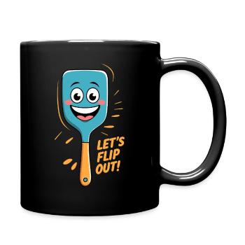 Lustige Pfannenwender Cartoon-Illustration - Tasse einfarbig - Schwarz - Rechts