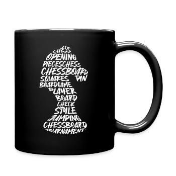 Schachfiguren Typografie Schachspieler Schach - Tasse einfarbig - Schwarz - Rechts