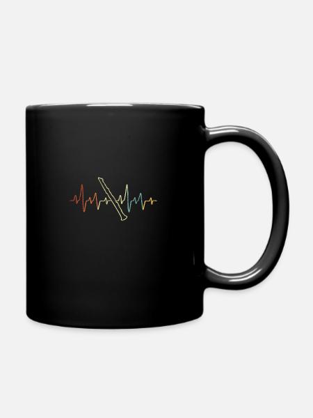 Klarinette Herzschlag Klarinettenspieler Retro - Tasse einfarbig - Schwarz
