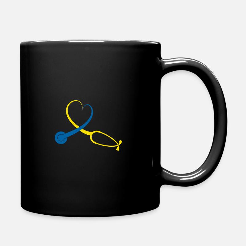 Lustige Krankenschwester Down-Syndrom Puzzle Stethoskop Herz - Tasse einfarbig - Schwarz