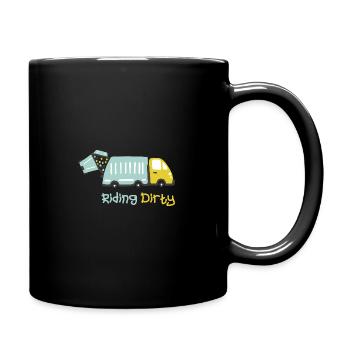 Driving a dirty garbage truck - Full Colour Mug - black - Right