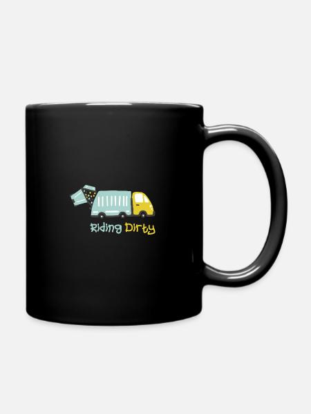 Fahren Mit Einem Schmutzigen Müllwagen - Tasse einfarbig - Schwarz