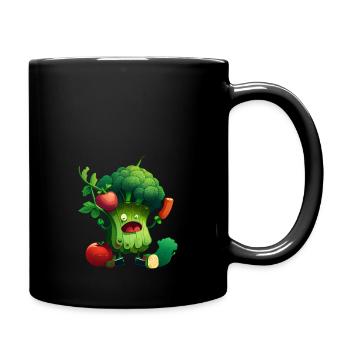 Crazy veggie broccoli - Full Colour Mug - black - Right