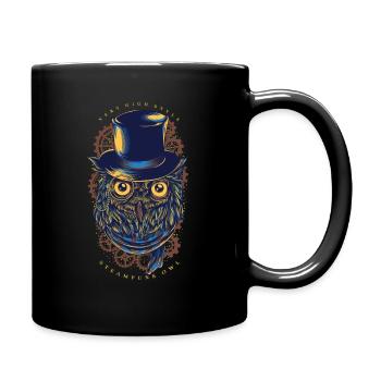 Eule - Steampunk Owl - Tasse einfarbig - Schwarz - Rechts