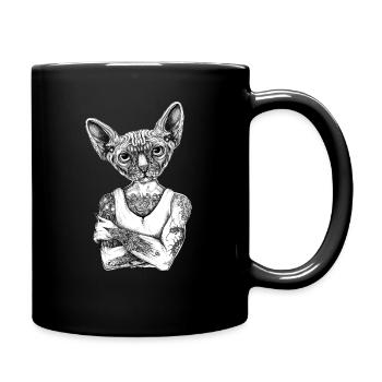 Sphynx Katze - Tasse einfarbig - Schwarz - Rechts