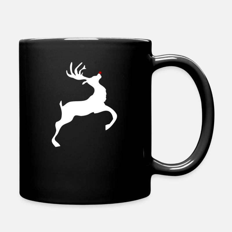 Rudolf Reindeer with red nose Christmas - Full Colour Mug - black