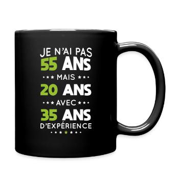 Anniversaire 55 ans - Pas 55 ans mais 20 ans - Mug uni - noir - Droite
