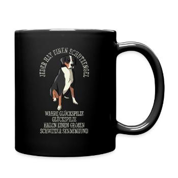 Schweizer Sennenhund Großer Schutzengel - Tasse einfarbig - Schwarz - Rechts