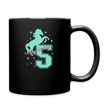 5. Geburtstag Reiten Pferd Reitstall - Tasse einfarbig - Schwarz - Rechts