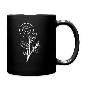 Dessin de fleur Nature croquis blanc - Mug uni - noir - Droite