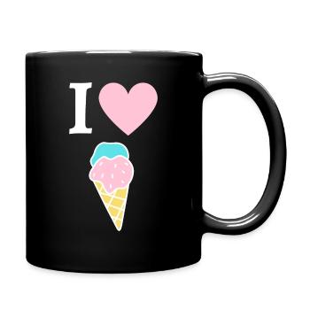 I love Ice Cream / Ice Cone Comic Design white - Full Colour Mug - black - Right