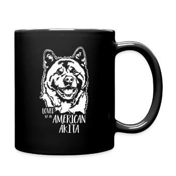 Aimé par un chien Akita américain disant Wilsigns - Mug uni - noir - Droite