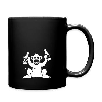 Monkey Beer Drinking - Full Colour Mug - black - Right