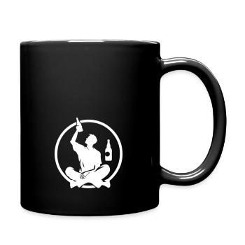 Silhouette Mann Mit Bier - Tasse einfarbig - Schwarz - Rechts
