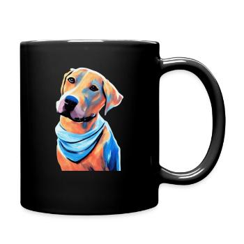 Süßer Hund in brilliant bunten Farben - Tasse einfarbig - Schwarz - Rechts