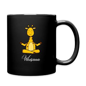 Auszeit Durchatmen Wusaaa Giraffe - Tasse einfarbig - Schwarz - Rechts