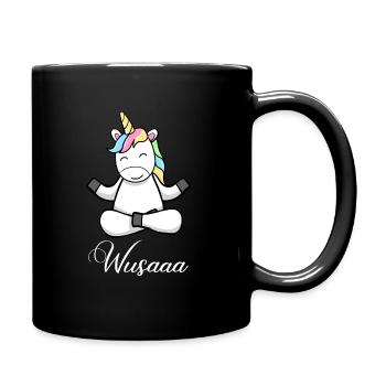 Auszeit Durchatmen Wusaaa Einhorn - Tasse einfarbig - Schwarz - Rechts