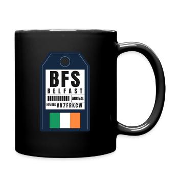 Belfast Boarding Pass - Airport Ticket BFS - Full Colour Mug - black - Right
