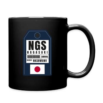 Nagasaki Boarding Pass - Japan Airport Ticket NGS - Full Colour Mug - black - Right