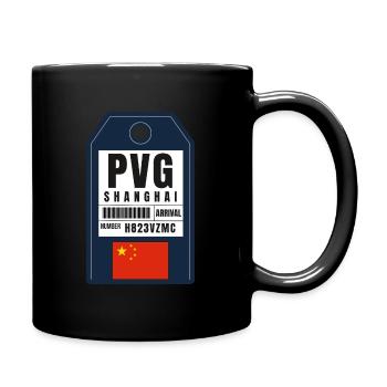 Shanghai Boarding Pass - China Airport Ticket PVG - Full Colour Mug - black - Right