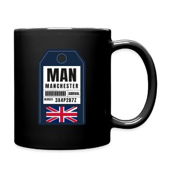 Manchester Boarding Pass - Airport Ticket MAN - Full Colour Mug - black - Right