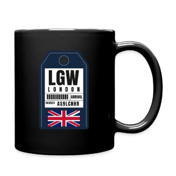 London Boarding Pass - England Airport Ticket LGW - Full Colour Mug - black - Right