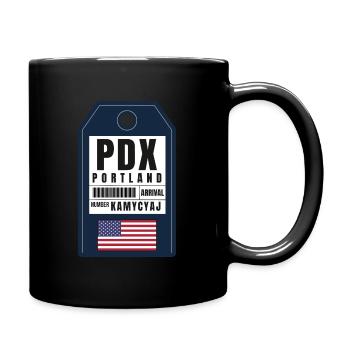 Portland Boarding Pass - Oregon Airport Ticket PDX - Full Colour Mug - black - Right