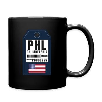 Philadelphia Boarding Pass - US Airport Ticket PHL - Full Colour Mug - black - Right