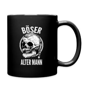 Böser Alter Mann Wikinger Schädel Geschenkidee - Tasse einfarbig - Schwarz - Rechts