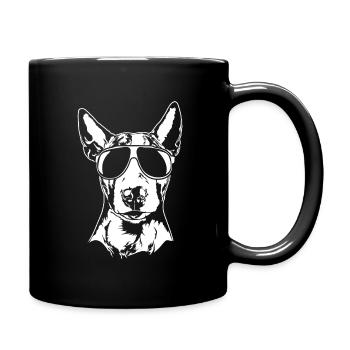 Bullterrier cool Sonnenbrille Hunde Hund Wilsigns - Tasse einfarbig - Schwarz - Rechts