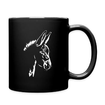 Esel Silhouette Portrait Bauernhof Wilsigns - Tasse einfarbig - Schwarz - Rechts