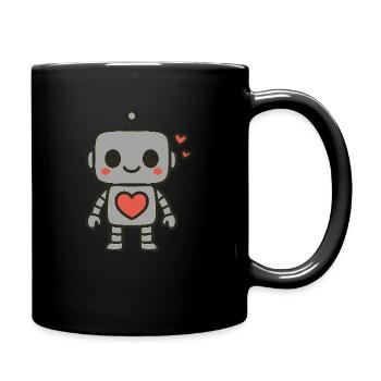 Robot Heart Love - Tasse einfarbig - Schwarz - Rechts