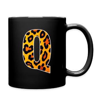 Leopard_Buchstabenmuster_-_Q - Tasse einfarbig - Schwarz - Rechts