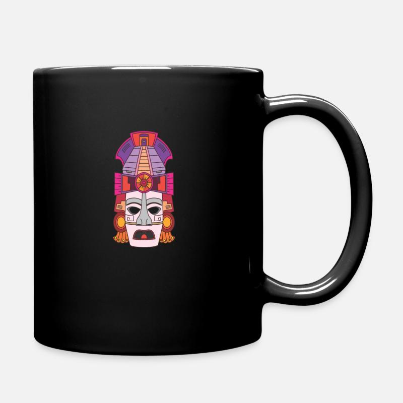 Mayan mask - Full Colour Mug - black