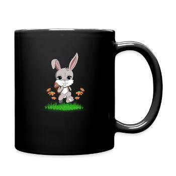Lapin de Pâques avec des oeufs de Pâques dans le panier - Mug uni - noir - Droite
