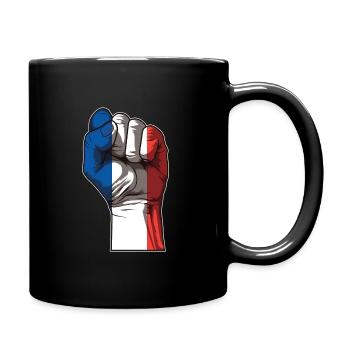 Erhobene Faust Frankreich | Französische Flagge - Tasse einfarbig - Schwarz - Rechts