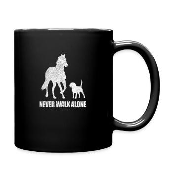 Horse and Dog Never Walk Alone Horse Riding Gift - Mug uni - noir - Droite