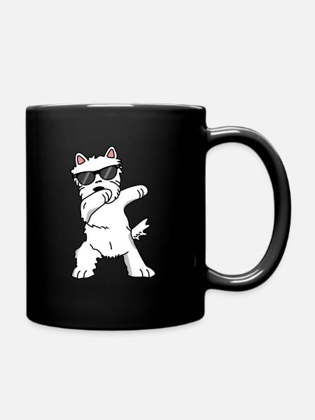 West Highlan Terrier Dabbing Funny cute dance - Full Colour Mug - black